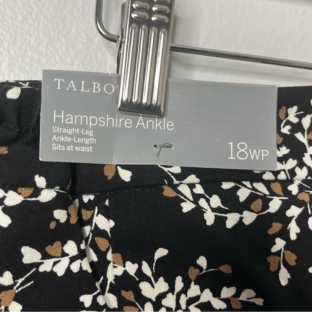NWT Talbots Women’s Hampshire Ankle Pants Petal Print Black White Brown 18WP - Picture 7 of 9